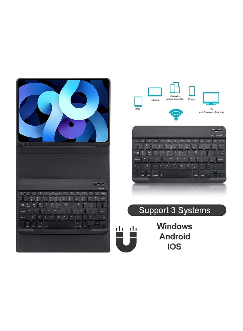 Keyboard Case for iPad Air 4th Generation 10.9 2020 with Pencil Holder,PU Leather Auto Wake/Sleep Smart Cover with BT Detachable Keyboard - Image 2