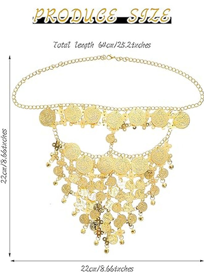 عام قناع وجه حريمي للرقص الشرقي مزين بمجوهرات عملة معدنية على شكل سلسلة ، قناع للرقص الشرقي للهالوين والحفلات التنكرية والرقص - Image 2