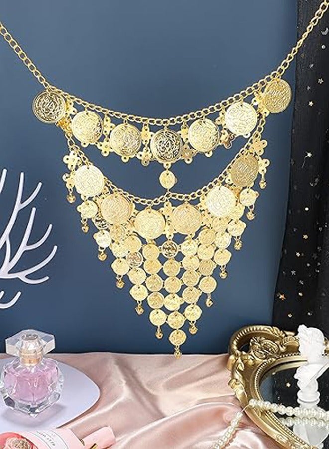 عام قناع وجه حريمي للرقص الشرقي مزين بمجوهرات عملة معدنية على شكل سلسلة ، قناع للرقص الشرقي للهالوين والحفلات التنكرية والرقص - Image 4