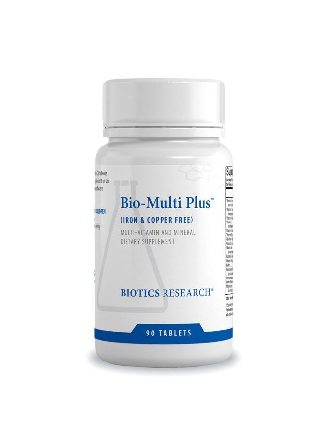 Biotics Research Bio-Multi Plus Iron & Copper Free Multivitamin, Chelated Minerals, Emulsified Fat Soluble Vitamins, Iron Free, Copper Free, High antioxidants, SOD, Catalase, 90 Tabs - Image 1