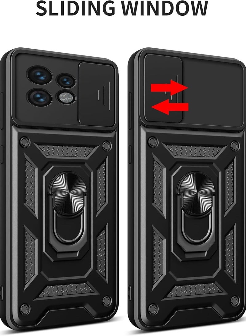 VKL for Motorola Edge 40 5G Case Cover, Built Slide Camera Protection Cover,Heavy Duty Full Body Protective Phone Case - Black - Image 2