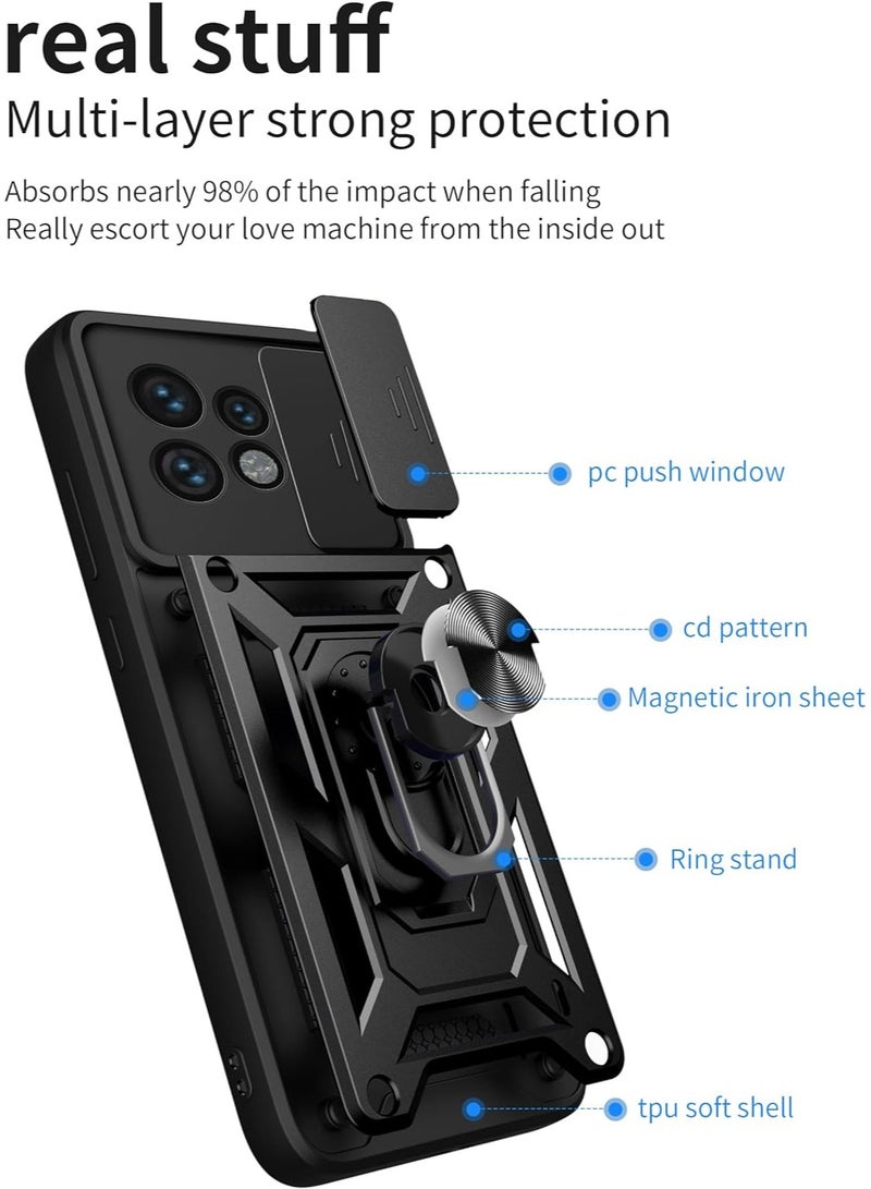 VKL for Motorola Edge 40 5G Case Cover, Built Slide Camera Protection Cover,Heavy Duty Full Body Protective Phone Case - Black - Image 3