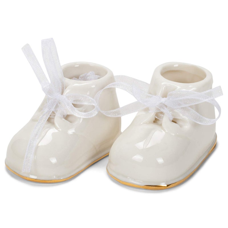 Midwest-CBK Baby Booties Ornament  Porcelain  White Christmas