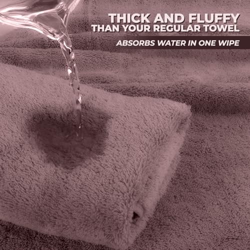 MAXOSHINE 500 GSM Microfiber Towels for Bath Large Size-Super Soft Coral Fleece Bathing Towel with Hook Super Absorbent-Thick Bath Towel for Men and Women-70 x 140 cm (Wine, Pack of 1) - Image 5