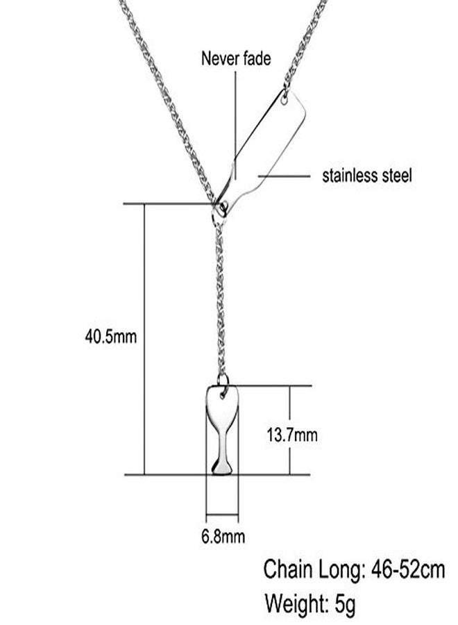 Jude Jewelers Stainless Steel Wine Bottle and Glass Sliding Charm Collar Cocktail Party Bar Necklace (Silver) - Image 3