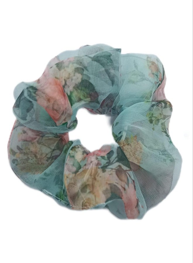 IBDA مجموعة إيبدا المكونة من 6 قطع من ربطات الشعر المطاطية الملونة والمزينة بالزهور من الأورجانزا، مثالية للنساء لتثبيت ذيل الحصان. - Image 5