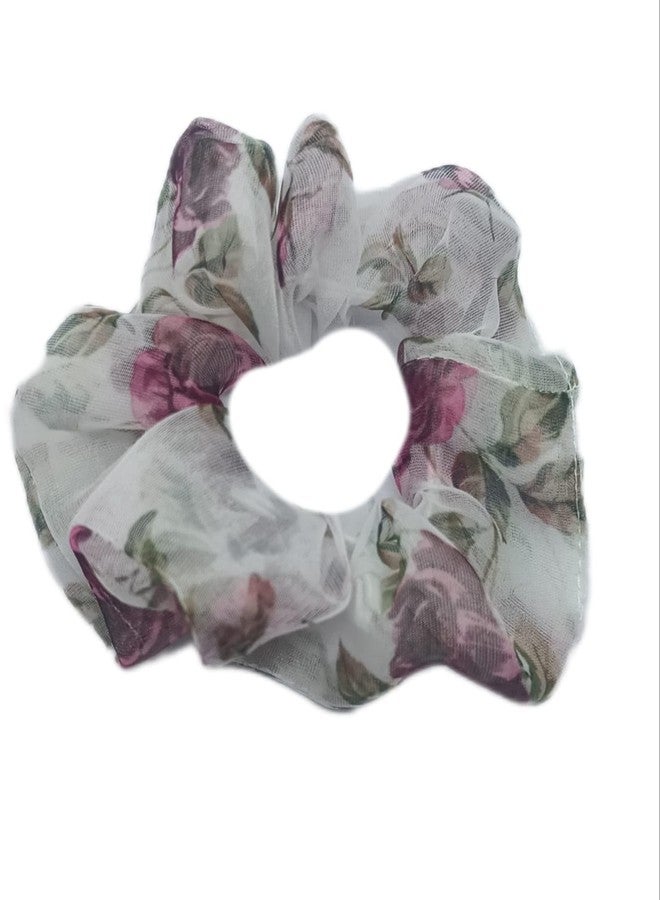 IBDA مجموعة إيبدا المكونة من 6 قطع من ربطات الشعر المطاطية الملونة والمزينة بالزهور من الأورجانزا، مثالية للنساء لتثبيت ذيل الحصان. - Image 4