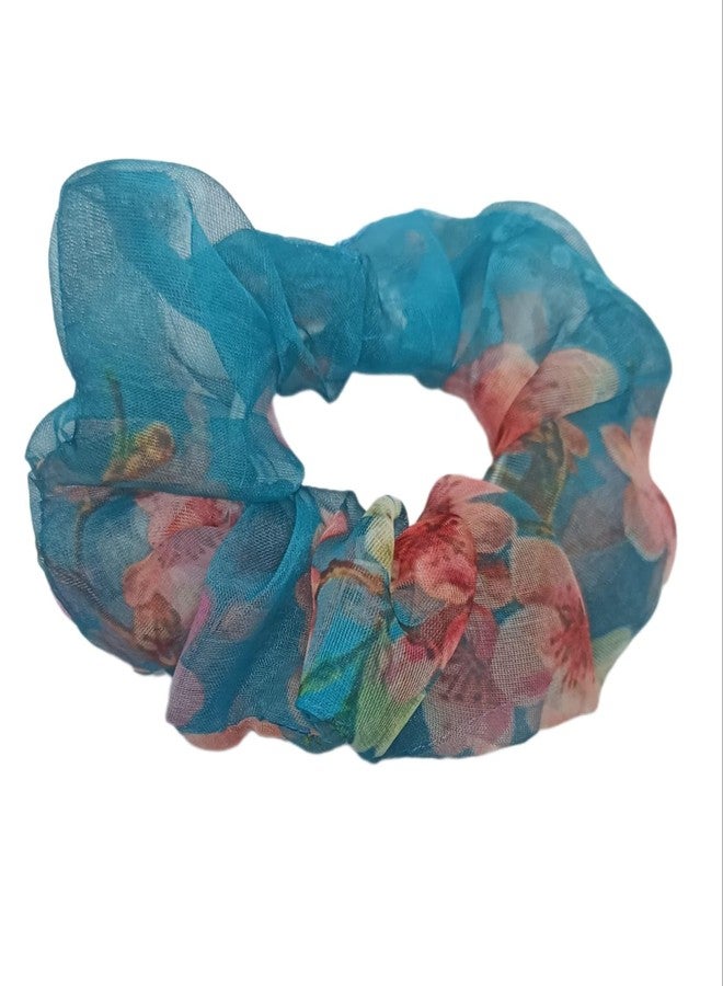 IBDA مجموعة إيبدا المكونة من 6 قطع من ربطات الشعر المطاطية الملونة والمزينة بالزهور من الأورجانزا، مثالية للنساء لتثبيت ذيل الحصان. - Image 3