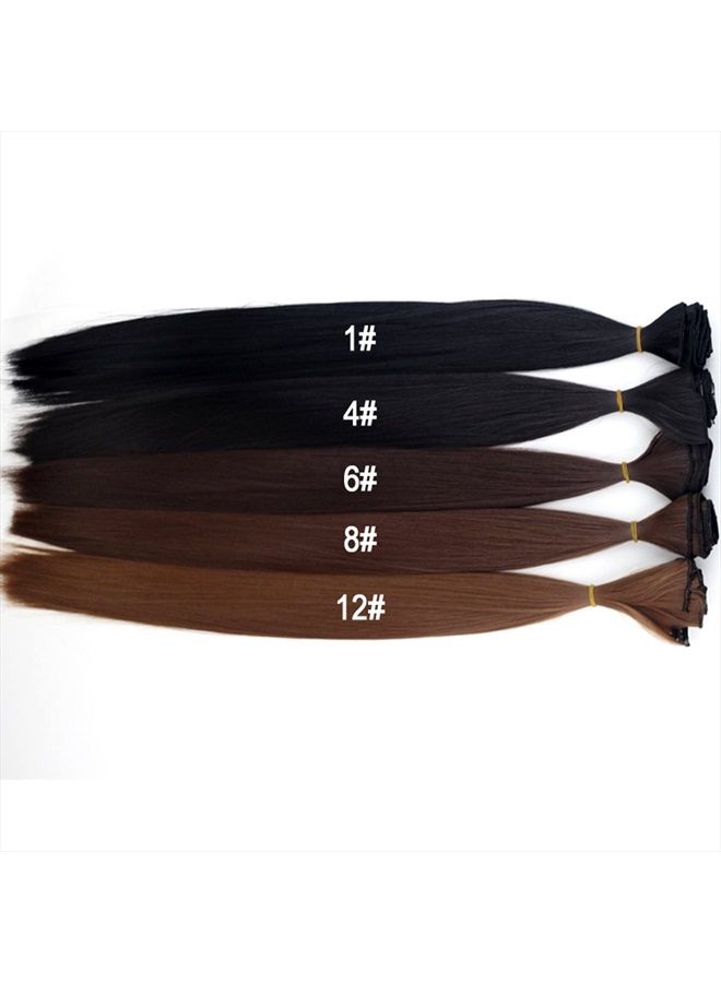 miss u hair Black Hair Extensions, 24"/60cm 130g 7pcs/set Women Long Straight Synthetic Hair Full Head Clip in Hair Extensions Pieces (1# Jet Black) - Image 2