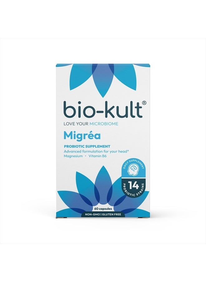 Bio-Kult Migréa Probiotic, Advanced Multi-Strain Formulation with Magnesium and Vitamin B6 – 60 Capsules  - Image 1