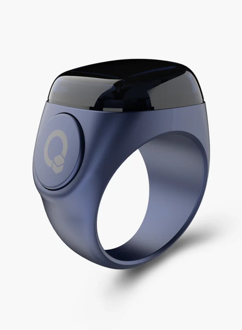 iQIBLA Smart Tasbih Zikr Ring Wide Display 1.5CM Powerful Battery Backup Upto 7 Days OLED Display Noor Smart Ring App Operated Tasbih Counter Prayer Reminder Technology Plastic 5 Prayer Time Reminders iQibla Smart Zikr Ring 20MM Blue - Image 1