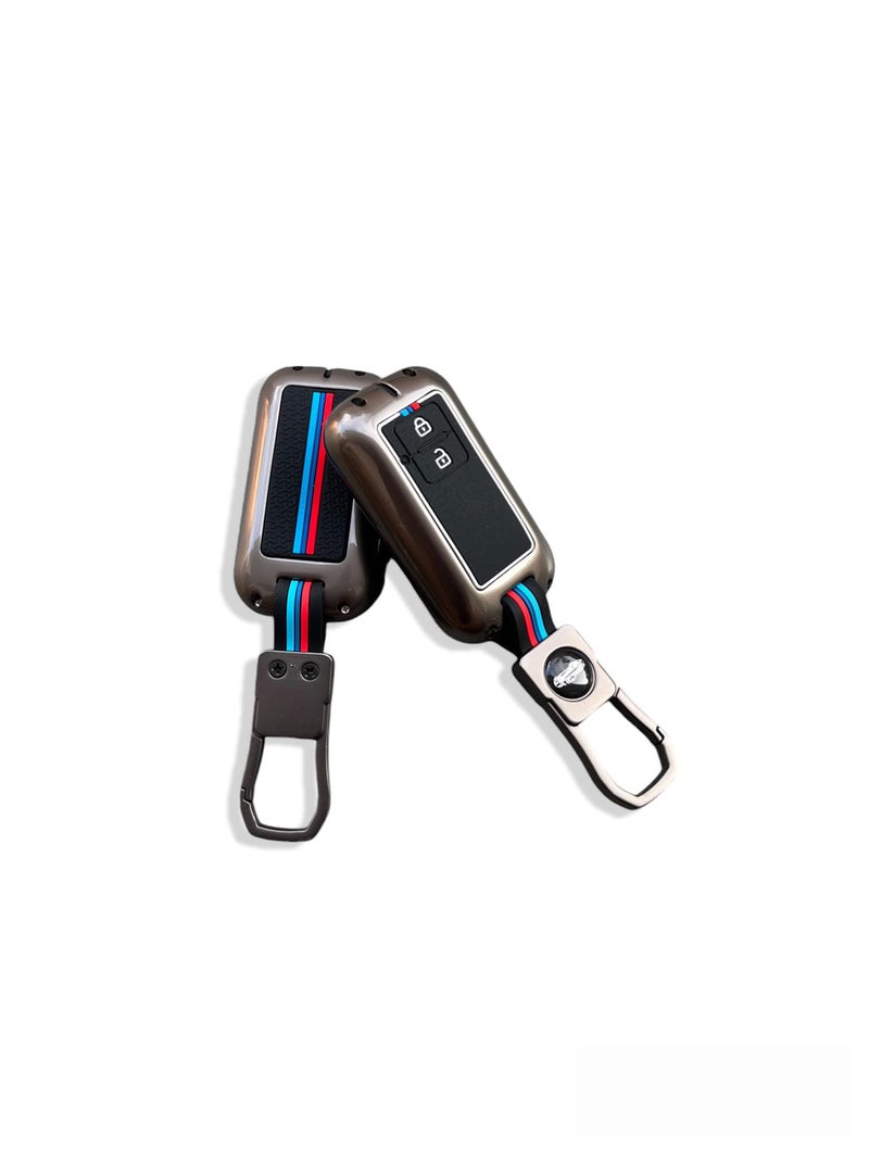 TechSrmaji Metal Key Cover Compatible with Baleno, Grand Vitara, XL6, Swift, Brezza, Celerio, Ignis, Ertiga, Dzire, Fronx, Urban Cruiser, Rumion, Glanza, 2 Button Smart Key - Image 1