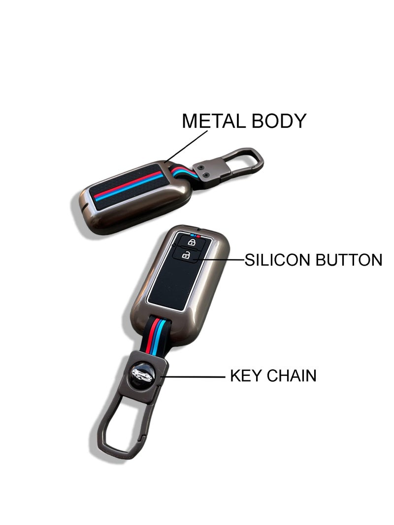 TechSrmaji Metal Key Cover Compatible with Baleno, Grand Vitara, XL6, Swift, Brezza, Celerio, Ignis, Ertiga, Dzire, Fronx, Urban Cruiser, Rumion, Glanza, 2 Button Smart Key - Image 4