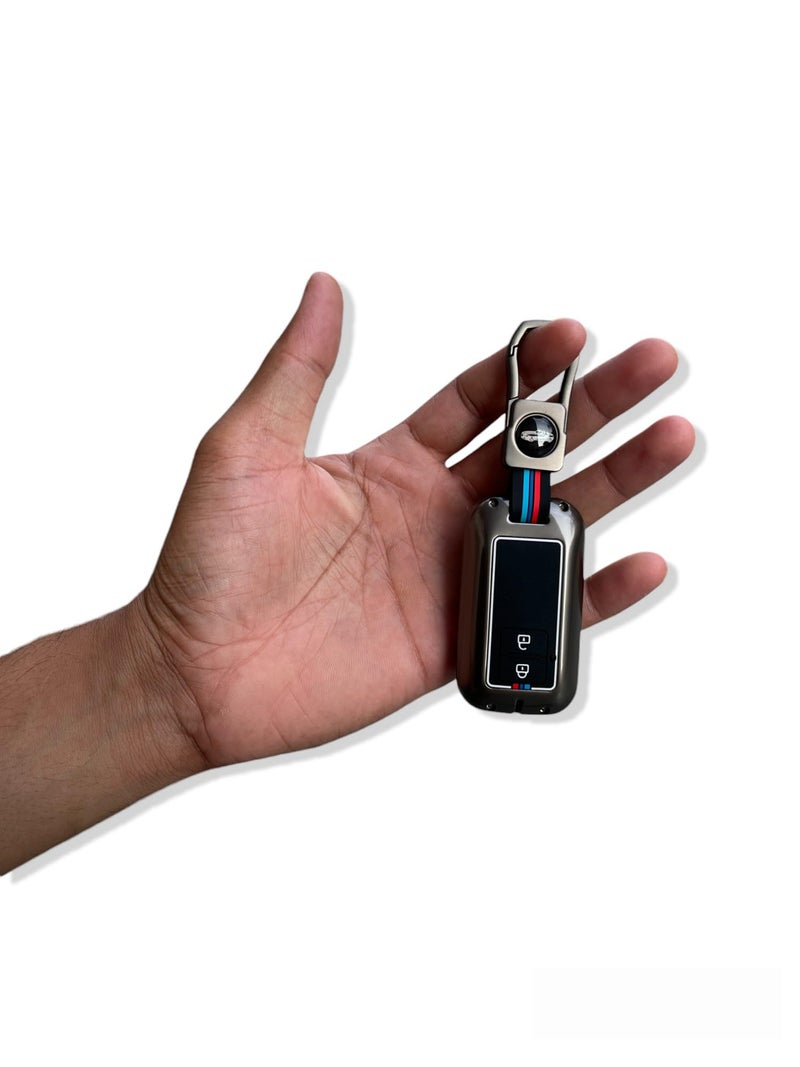 TechSrmaji Metal Key Cover Compatible with Baleno, Grand Vitara, XL6, Swift, Brezza, Celerio, Ignis, Ertiga, Dzire, Fronx, Urban Cruiser, Rumion, Glanza, 2 Button Smart Key - Image 2