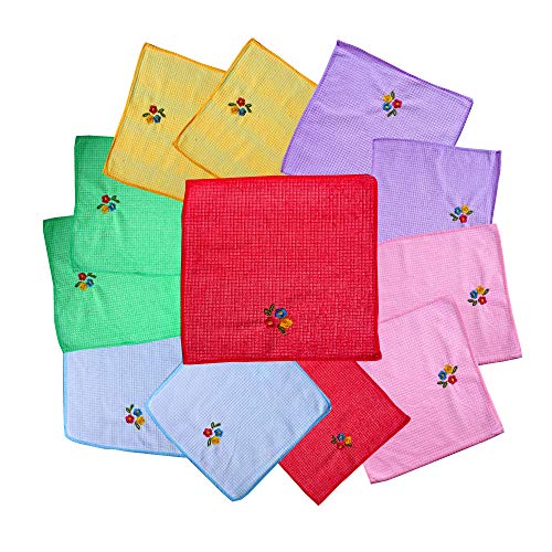 Space Fly Attractive Embroidery, Girls & Women Good Look Cotton & Very Soft Hanky, Face Towels, Handkerchiefs, Set of 5 (Size : 26CM X 26CM) (Multi Color) - Image 4
