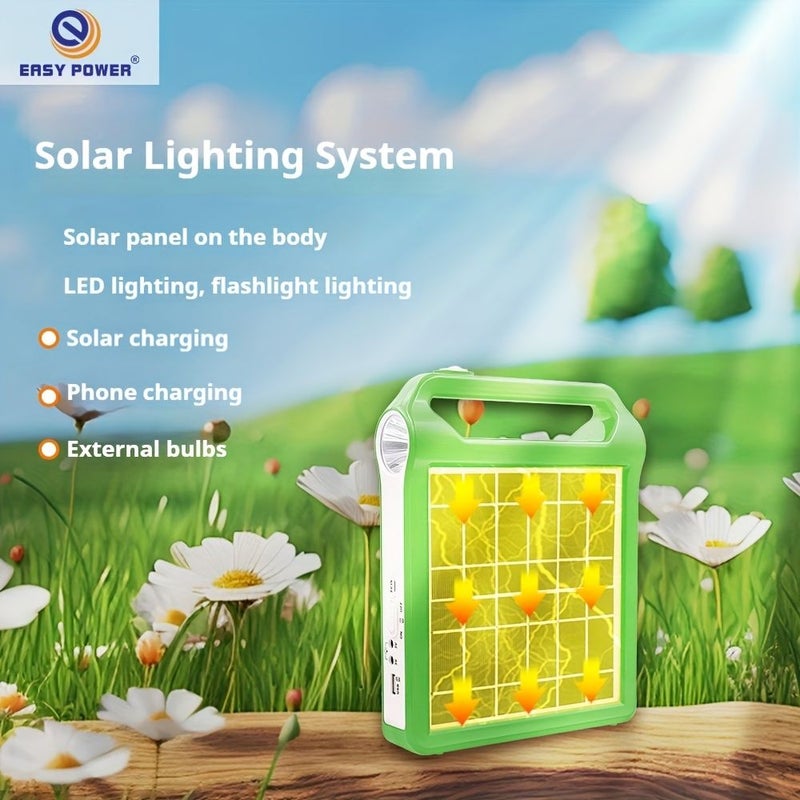 Portable Solar Generator With Lithium Battery EP 038A Handheld Lighting And Two External LED Bulbs For Family Emergencies And Camping Trips - Image 4