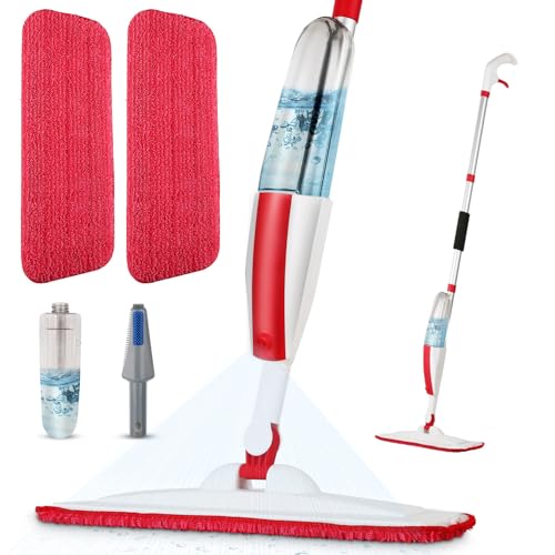 Panda Grip Mops for Floor Cleaning Wet Spray Mop with 14 oz Refillable Bottle and 2 Washable Microfiber Pads Home or Commercial Use Dry Wet Flat Mop for Hardwood Laminate Wood Ceramic - Image 1