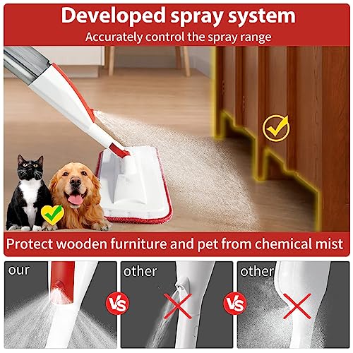 Panda Grip Mops for Floor Cleaning Wet Spray Mop with 14 oz Refillable Bottle and 2 Washable Microfiber Pads Home or Commercial Use Dry Wet Flat Mop for Hardwood Laminate Wood Ceramic - Image 2