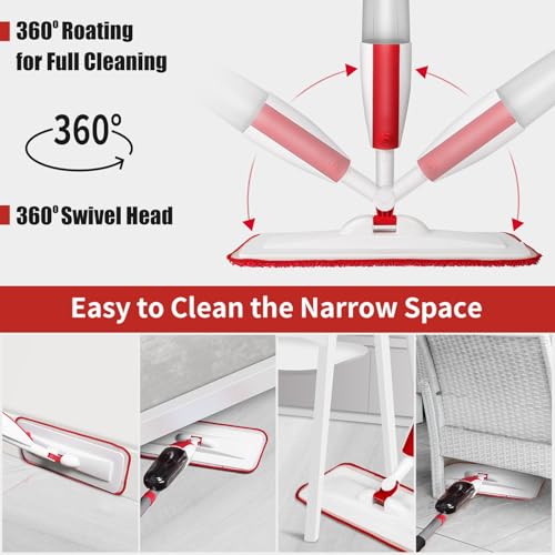 Panda Grip Mops for Floor Cleaning Wet Spray Mop with 14 oz Refillable Bottle and 2 Washable Microfiber Pads Home or Commercial Use Dry Wet Flat Mop for Hardwood Laminate Wood Ceramic - Image 4