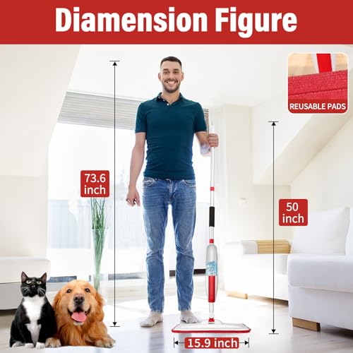 Panda Grip Mops for Floor Cleaning Wet Spray Mop with 14 oz Refillable Bottle and 2 Washable Microfiber Pads Home or Commercial Use Dry Wet Flat Mop for Hardwood Laminate Wood Ceramic - Image 5