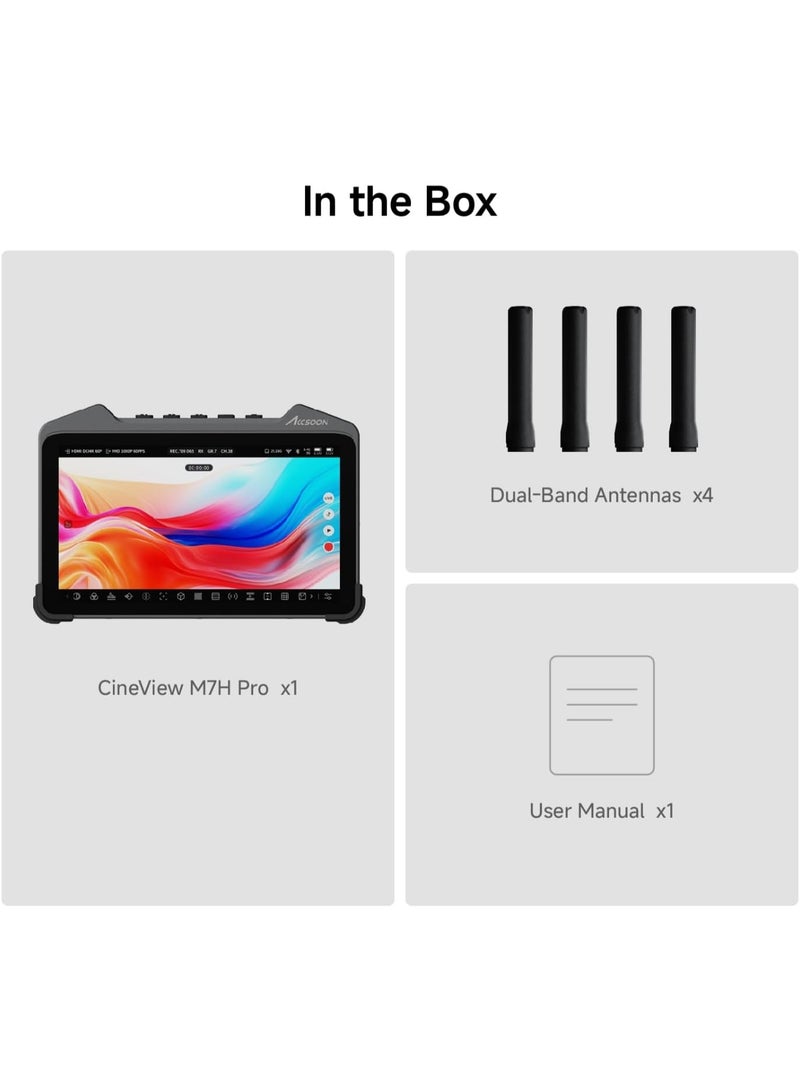 Accsoon CineView M7H Pro 7" Touchscreen Wireless Transceiver Monitor – 1920x1080 1000 Nits, 4K60 HDMI Recording, 350m Dual-Band Wireless TX/RX, LUT Support, Rec.709, Android Smart Monitor (MIT02) - Image 2