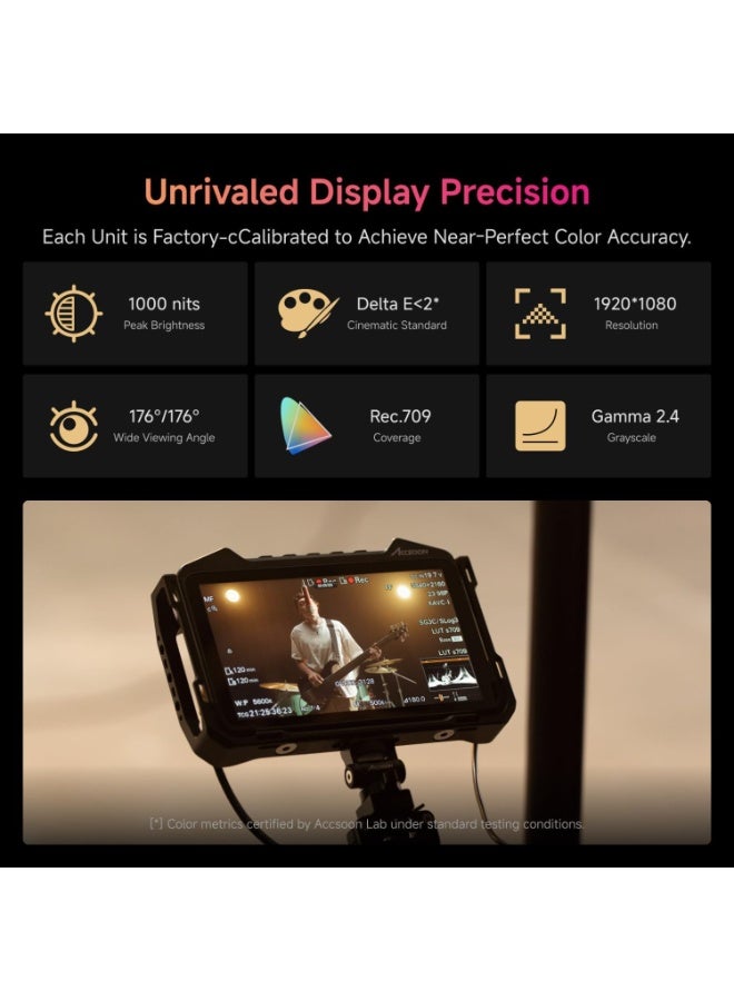 Accsoon CineView M7H Pro 7" Touchscreen Wireless Transceiver Monitor – 1920x1080 1000 Nits, 4K60 HDMI Recording, 350m Dual-Band Wireless TX/RX, LUT Support, Rec.709, Android Smart Monitor (MIT02) - Image 5