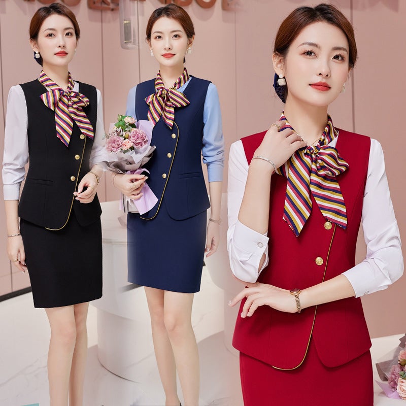 Business Wear Vest suit Female Temperament Goddess Fan Stewardess Uniform Hotel Front Desk Sales Department Work Clothes Autumn OL - Image 2