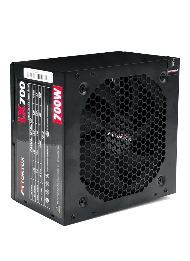 تورتوكس مصدر طاقة Tortox LX700 منخفض الضوضاء ATX لحالة كمبيوتر الألعاب، 700 وات PSU، أحدث INTEL وAMD، مروحة تبريد 12 سم، واجهة VGA 6+2، جهد إدخال 160 فولت إلى 264 فولت، مكون كمبيوتر مثالي  - Image 2