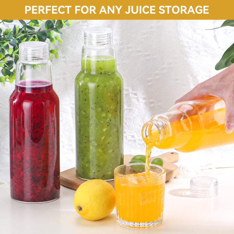 CWHHRN 34 Oz Glass Juice Bottles with Lids, Glass Bottles, BPA Free, Borosilicate Glass for Juicing, Smoothies, Infused Water, Beverage Storage, Shaker Bottles (4 Pack) - Image 4