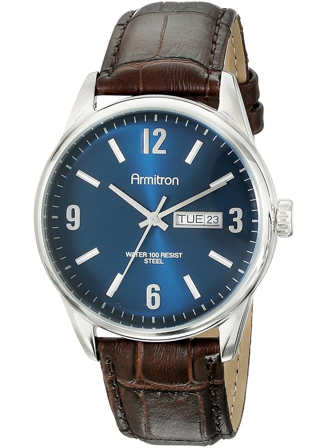 Armitron - Men 20 5048 Day Date Function Dial Croco Grain Leather Strap Watch - Image 1