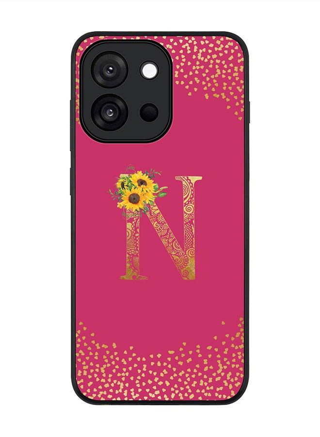 Stylizedd For OnePlus 13s / 13T Case,Slim fit Camera Protection, Shockproof Thin Phone cover  - Custom Floral Monogram - N ( Deep Pink )