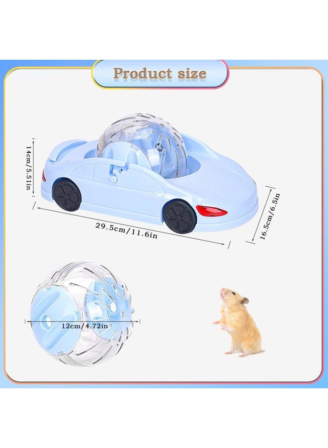 QTLJJBY 3-in-1 Hamster Sport Car, Running Ball and Exercise Wheel Toy, Small Pet Activity Center (Blue) - Image 2