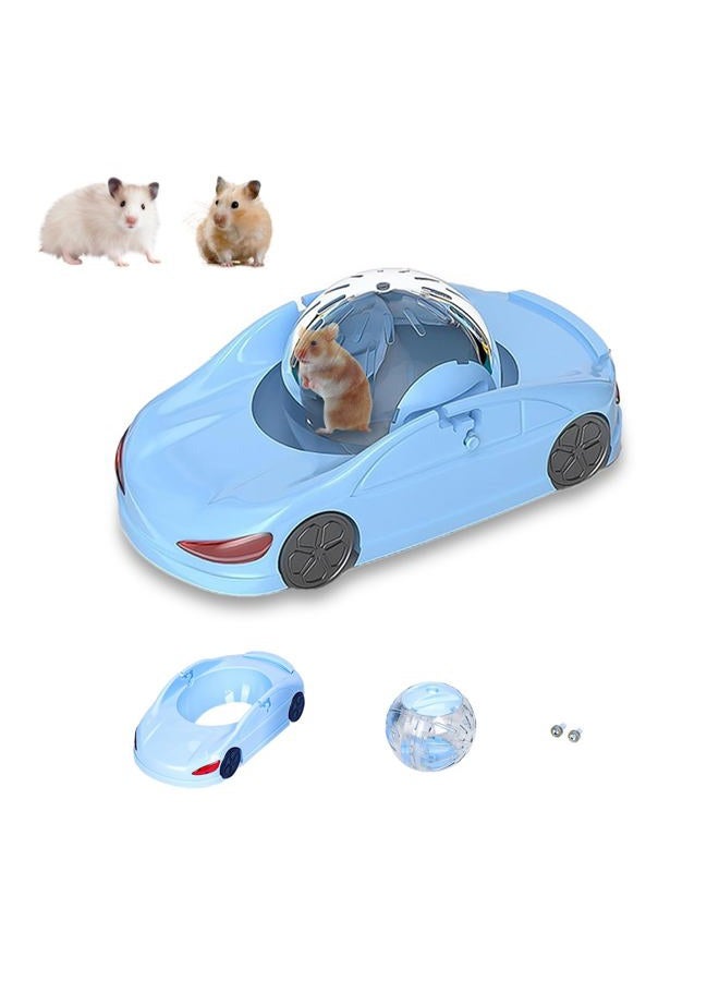 QTLJJBY 3-in-1 Hamster Sport Car, Running Ball and Exercise Wheel Toy, Small Pet Activity Center (Blue) - Image 1
