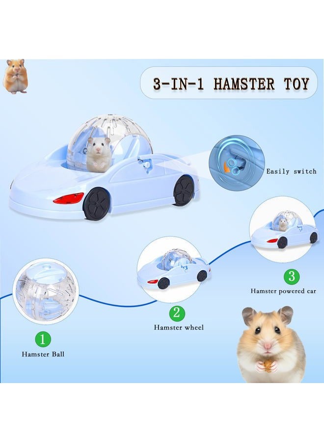 QTLJJBY 3-in-1 Hamster Sport Car, Running Ball and Exercise Wheel Toy, Small Pet Activity Center (Blue) - Image 5