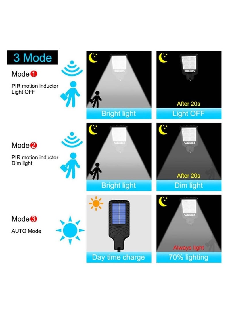 Generic Led Solar Street Lights Outdoor, 120 Led Remote Control Wireless Ip65 Motion Sensor Security Wall Light with 3 Modes for Garden  - Image 5
