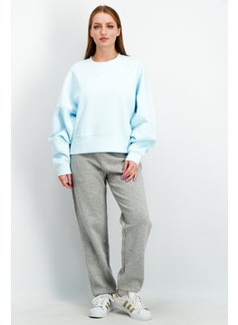 adidas Originals Women Sportswear Fit Long Sleeves Embroidered Sweatshirt, Turquoise  - Image 3