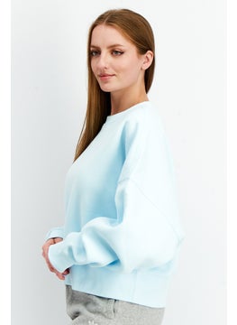 adidas Originals Women Sportswear Fit Long Sleeves Embroidered Sweatshirt, Turquoise  - Image 4