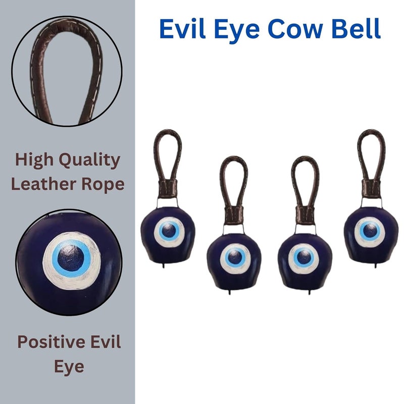 Saleberate SALEBERATE Handmade Metal Cow Bell with Evil Eye Design Unique Wall Dcor for Charming Home Accents and Protection Perfect for Hanging Display Large 2 Count  - Image 2