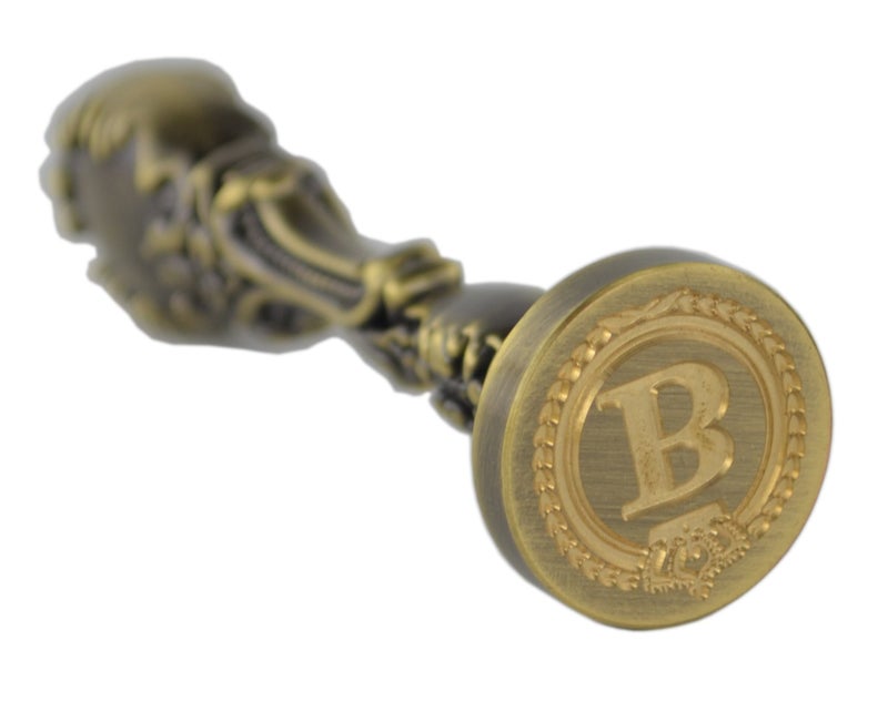 Samyo Creative Romantic Stamp Maker Classic Old-Fashioned Style Brass Color Wax Seal Sealing Stamp Vintage Antique Alphabet Initial Letter Set - (Letter S) - Image 3