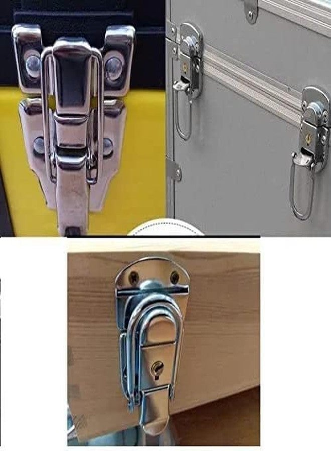 Yinpecly Toggle Catch Lock 2.44'' x 1.57'' (LxW) Retro Decorative Hasp for Suitcase Chest Trunk Latch Clasp, Yellow 5pcs - Image 5