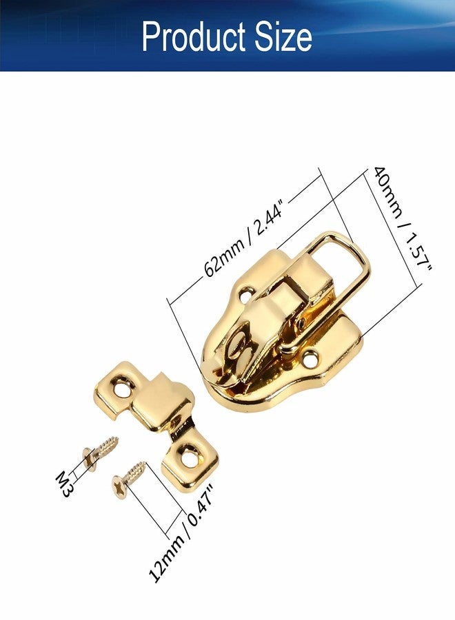 Yinpecly Toggle Catch Lock 2.44'' x 1.57'' (LxW) Retro Decorative Hasp for Suitcase Chest Trunk Latch Clasp, Yellow 5pcs - Image 2
