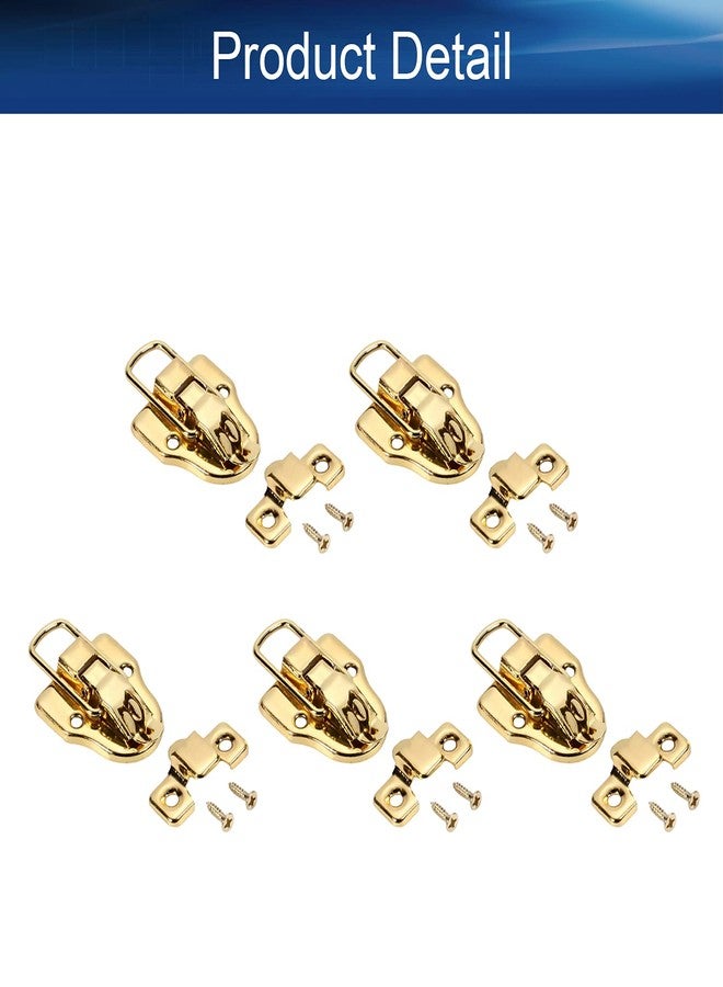 Yinpecly Toggle Catch Lock 2.44'' x 1.57'' (LxW) Retro Decorative Hasp for Suitcase Chest Trunk Latch Clasp, Yellow 5pcs - Image 4