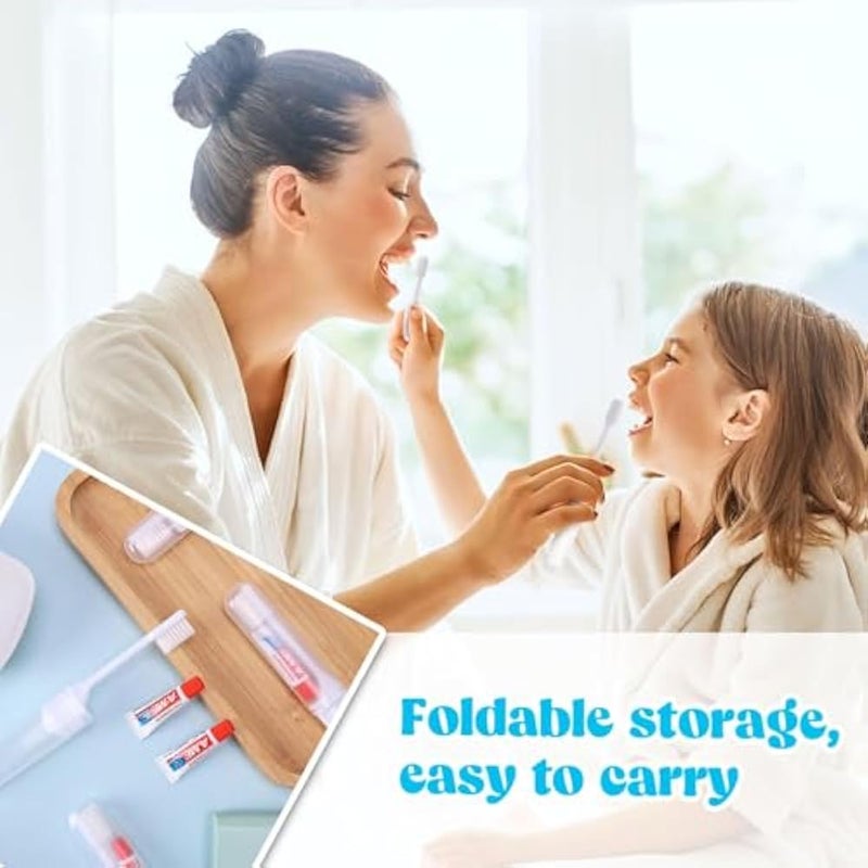 8 Pieces Small Travel Toothbrush Set and Paste Soft Folding Portable Brush for Camping - Business Trips, Camping & Outdoor Activities Manual White - Image 3