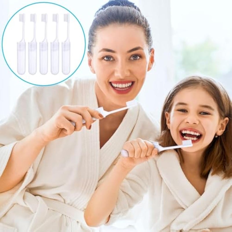 8 Pieces Small Travel Toothbrush Set and Paste Soft Folding Portable Brush for Camping - Business Trips, Camping & Outdoor Activities Manual White - Image 4