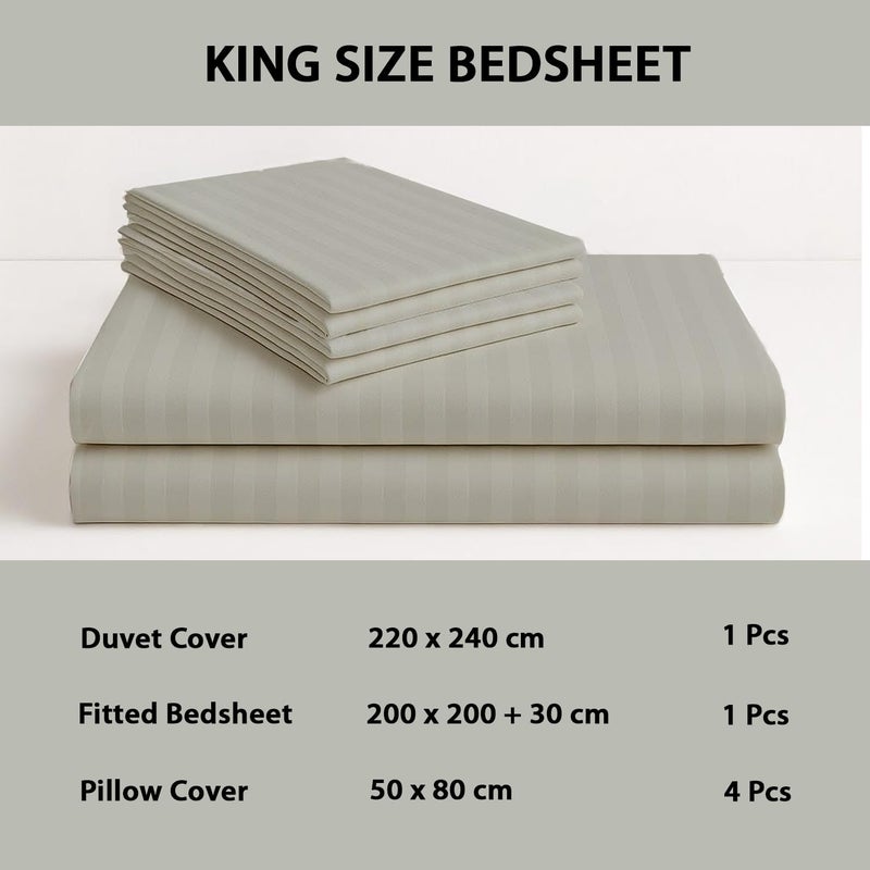 MOONCEE 6Pcs Bed Sheet King Size Set With Duvet Cover 220x240 Microfiber Bed Sheets Bedding Set Includes 1 Fitted Sheet, 1 Quilt Cover & 4 Pillows Cases (Grey, 6Pcs Duvet Cover Set- King) - Image 3