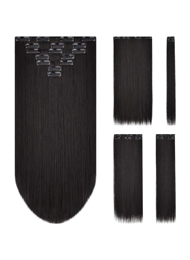SYXLCYGG Black Hair Extension Clip Hair Extensions 22" 4.8 Oz Synthetic Straight Cheap Fake Hair Piece Women's Easy To Use Fluffy⫬ Tangled - Image 1