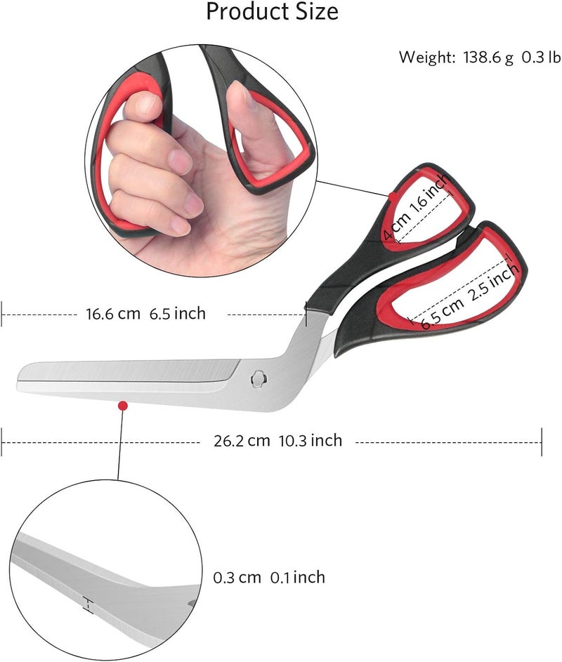 Asdirne Pizza Scissors, Pizza Cutter with Ultra Sharp Detachable Blade and Ergonomic Soft Grip, 10.3Inch, Black&Red - Image 4