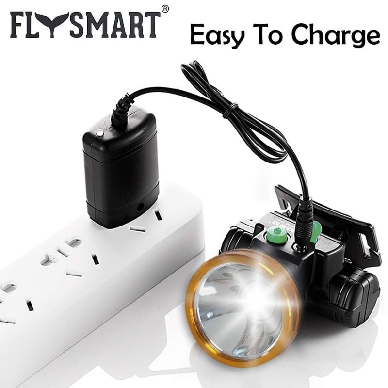 Flysmart 2 In 1 Adjustable Ultra Bright Waterproof Rechargeable LED Headlamp Headlight Head Torch - 8 Hours Of Continuous Light Spotlight For Cycling Camping Caving Hiking Hunting And Trekking - Image 1