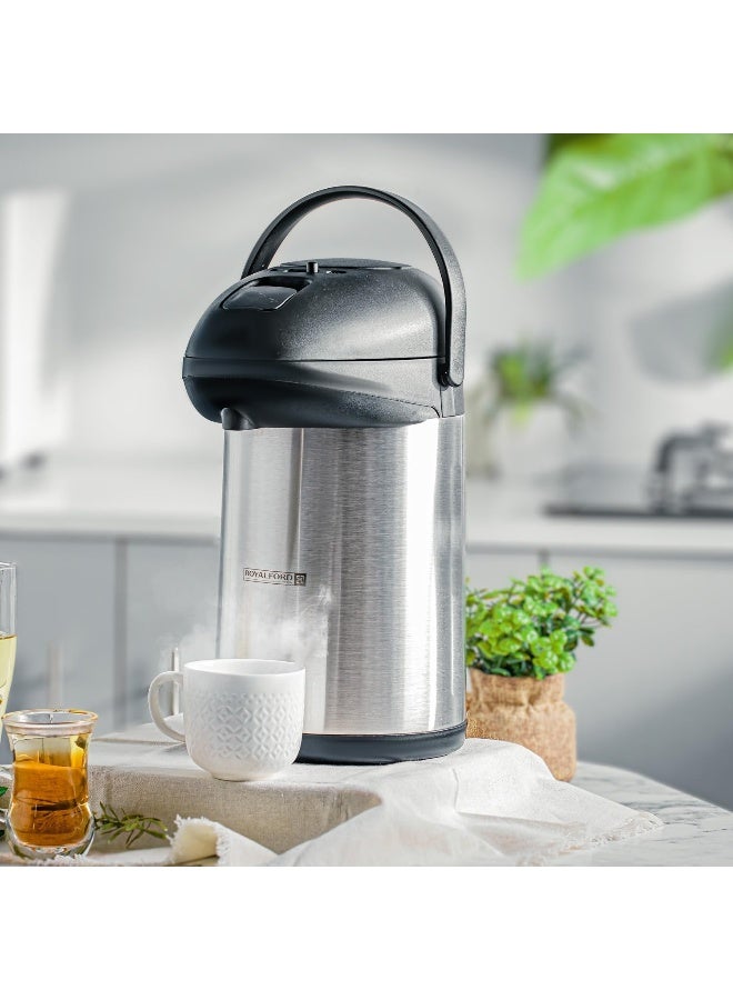 Royalford Airpot Flask Double Wall Vacuum Insulation Durable Stainless Steel Inner Pot 14 Hours Hot 20 Hours Hot Multicolor 19.8X19.8X39.5Cm Multicolor 4Liters - Image 3