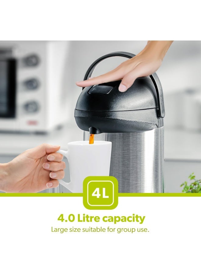 Royalford Airpot Flask Double Wall Vacuum Insulation Durable Stainless Steel Inner Pot 14 Hours Hot 20 Hours Hot Multicolor 19.8X19.8X39.5Cm Multicolor 4Liters - Image 4